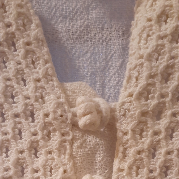 La Rueca Beige Boho Ethnic Tunic - Crocheted Front Placket & 3/4 Sleeves size S - Picture 3 of 8